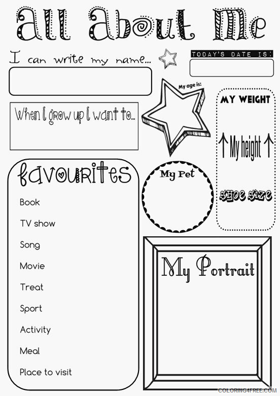 All About Me Coloring Pages Printable Sheets All About Me Page 2021 a 3874 Coloring4free