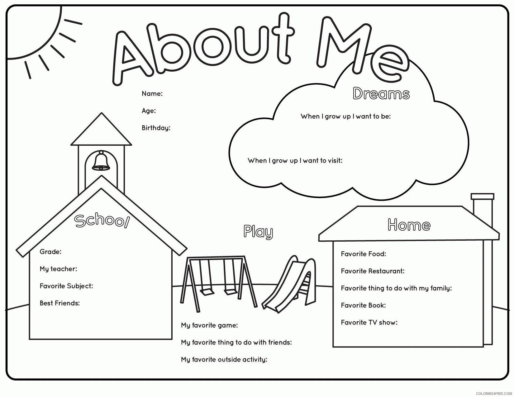 All About Me Coloring Pages Printable Sheets All About Me Page 2021 a 3875 Coloring4free