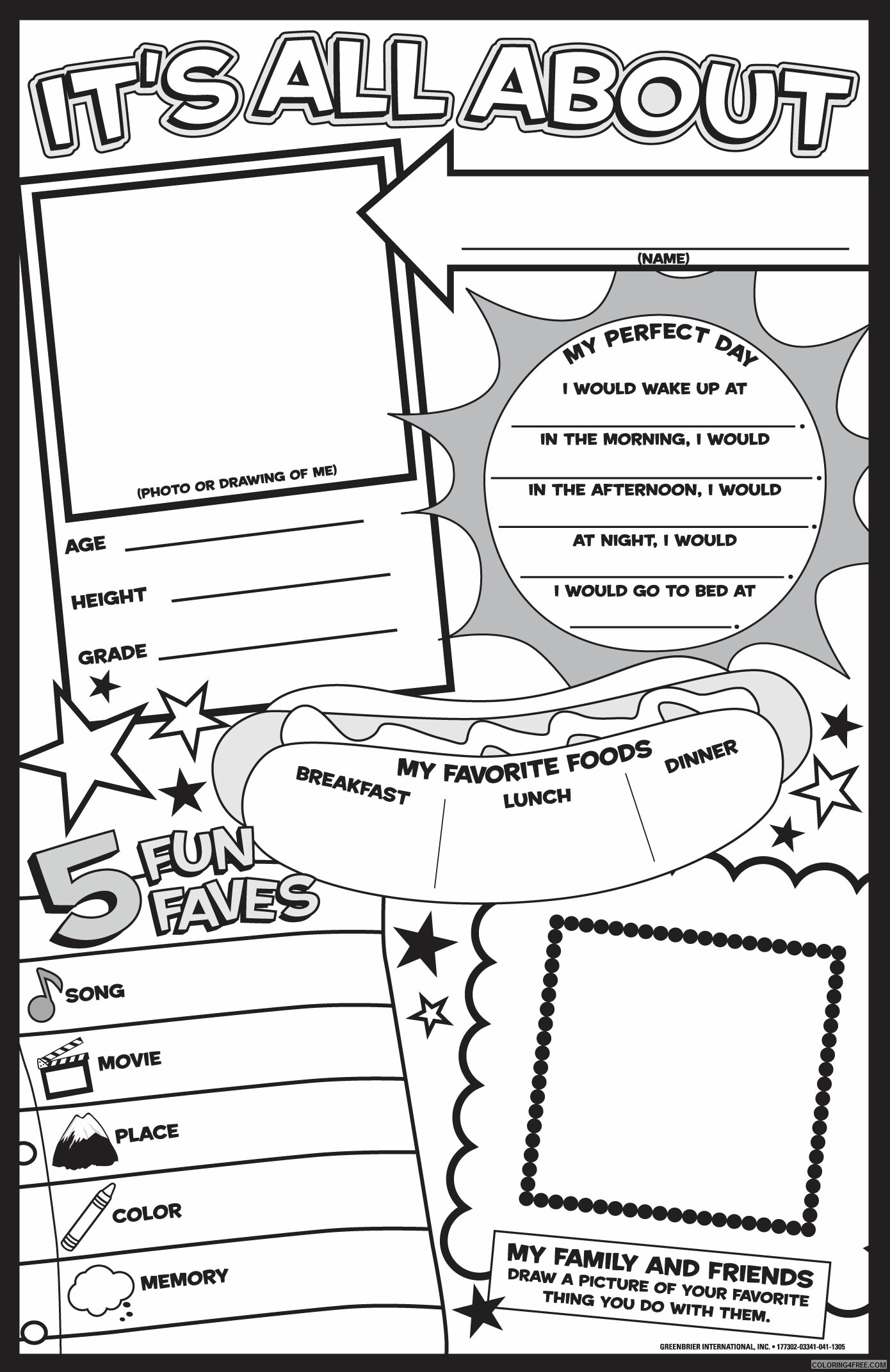 All About Me Coloring Pages Printable Sheets All About Me Page 2021 a 3876 Coloring4free