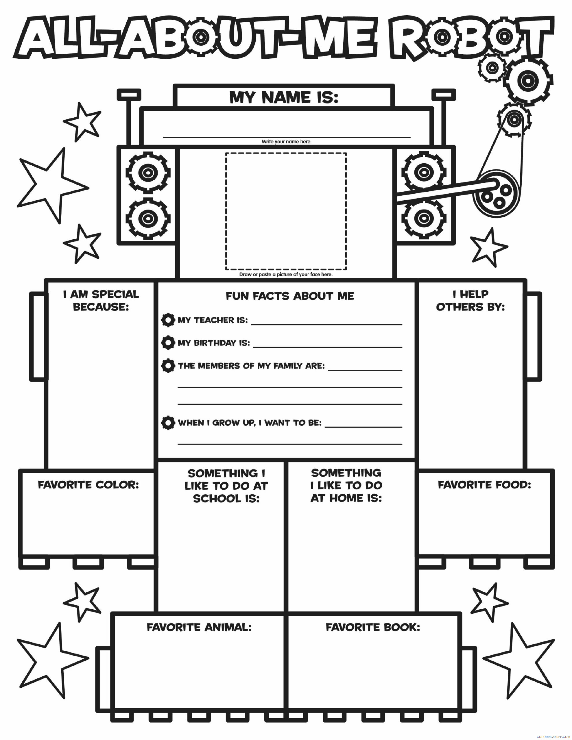 All About Me Coloring Pages Printable Sheets All about me robot coloring 2021 a 3882 Coloring4free