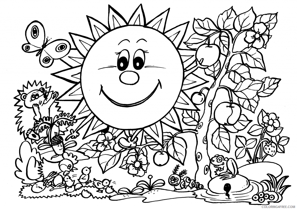 All About Spring Printable Sheets Smile sunflower – pages 2021 a 3929 Coloring4free