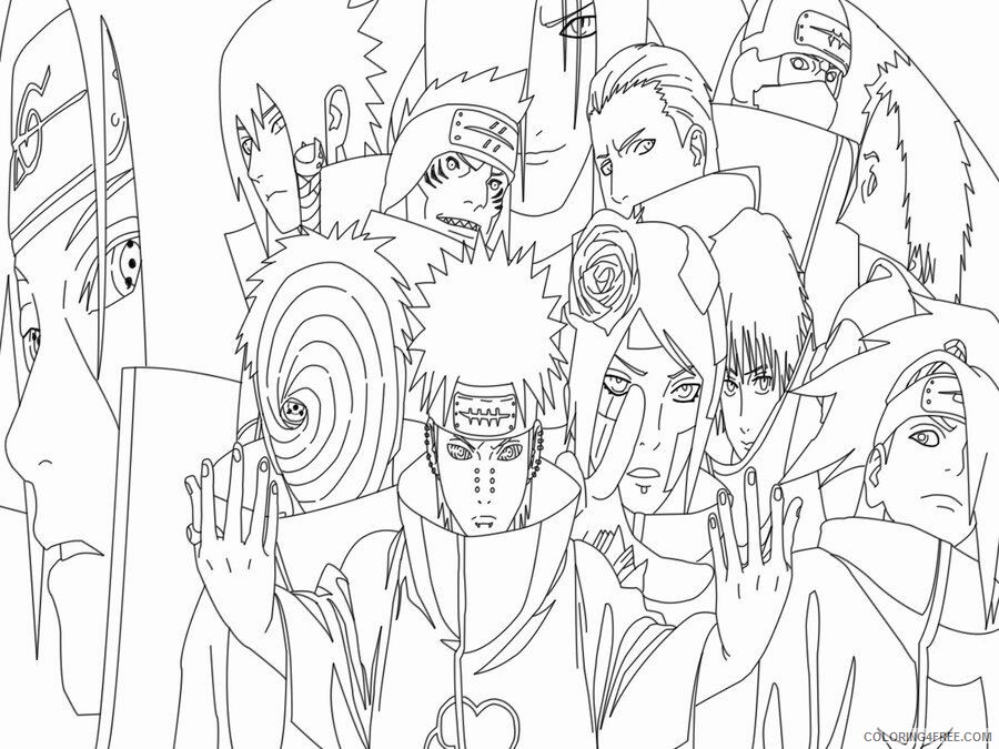 All Akatsuki Members Coloring Page Printable Sheets Naruto Akatsuki for 2021 a 3958 Coloring4free