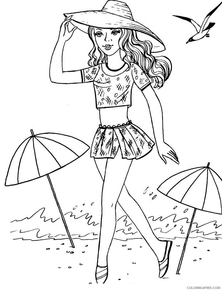 All Coloring Pages for Girls Printable Sheets Barbie at the Beach Coloring 2021 a 4029 Coloring4free