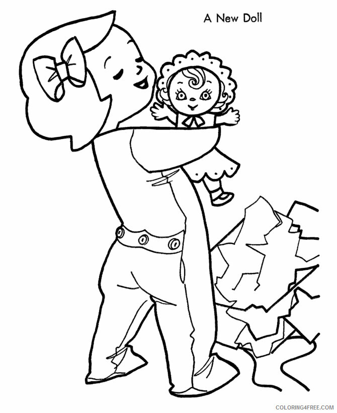 All Coloring Pages for Girls Printable Sheets Christmas Morning Doll 2021 a 4030 Coloring4free