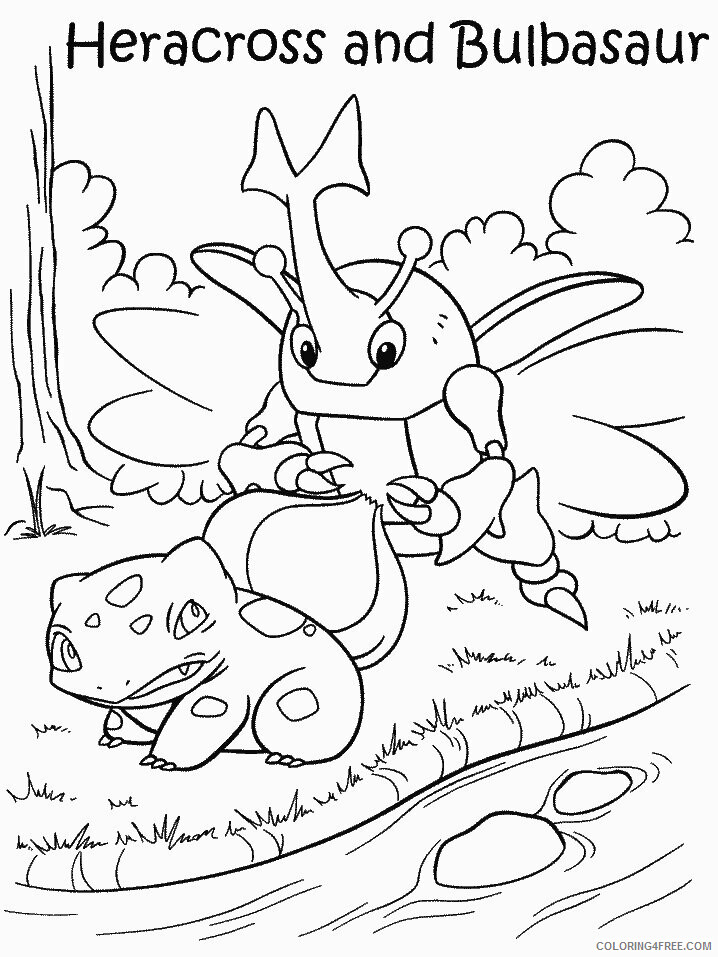 All Poison Type Pokemon Printable Sheets Heracross and Bulbasaur jpg 2021 a 4173 Coloring4free
