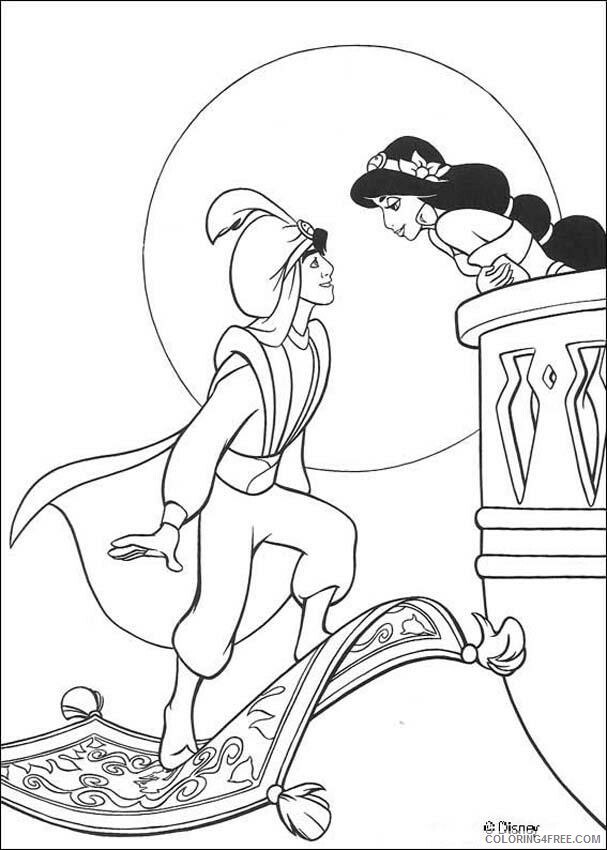Alladin Coloring Pages Printable Sheets Aladdin Princess Jasmine 2021 a 4255 Coloring4free