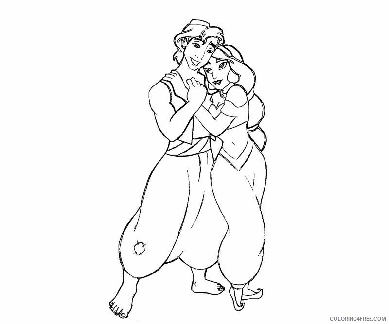 Alladin Coloring Pages Printable Sheets Princess Jasmine love Aladdin Coloring 2021 a 4266 Coloring4free