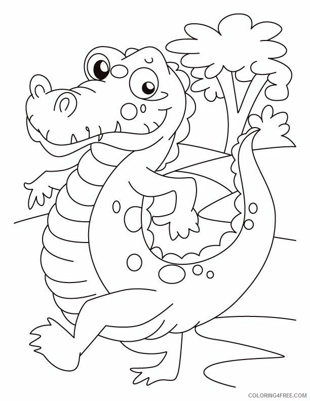 Alligator Color Printable Sheets Alligator on evening walk coloring 2021 a 4279 Coloring4free