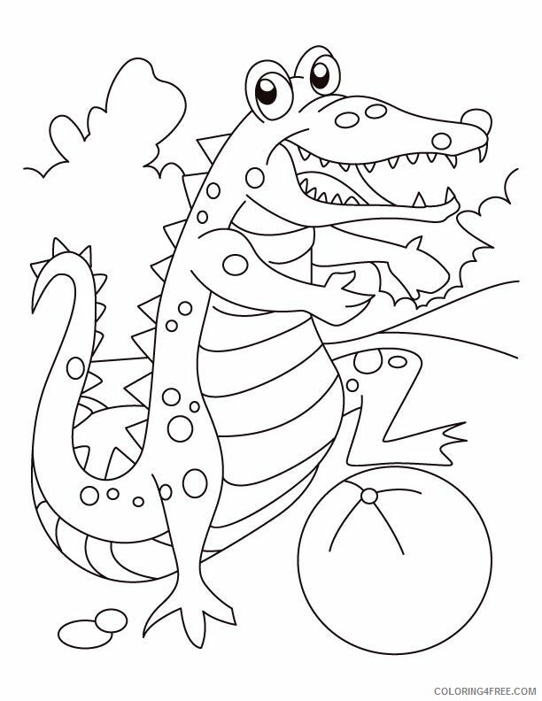 Alligator Color Printable Sheets Alligator playing football page 2021 a 4280 Coloring4free