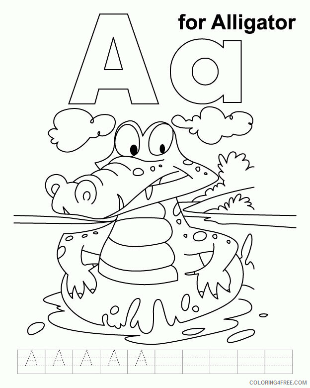 Alligator Coloring Pages Printable Sheets A for alligator page 2021 a 4300 Coloring4free