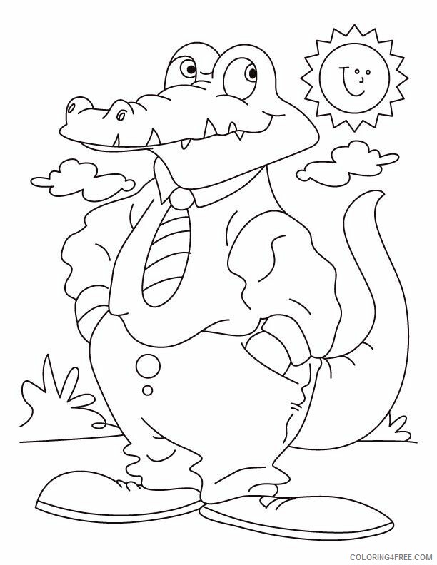 Alligator Coloring Pages Printable Sheets Alligator on a SUN date 2021 a 4306 Coloring4free