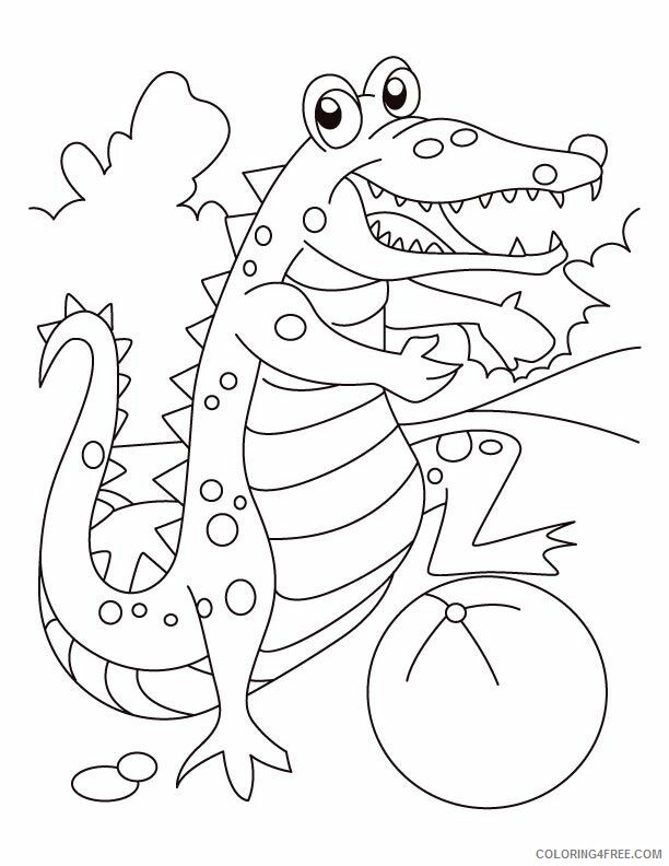 Alligator Coloring Pages Printable Sheets Alligator playing football page 2021 a 4308 Coloring4free