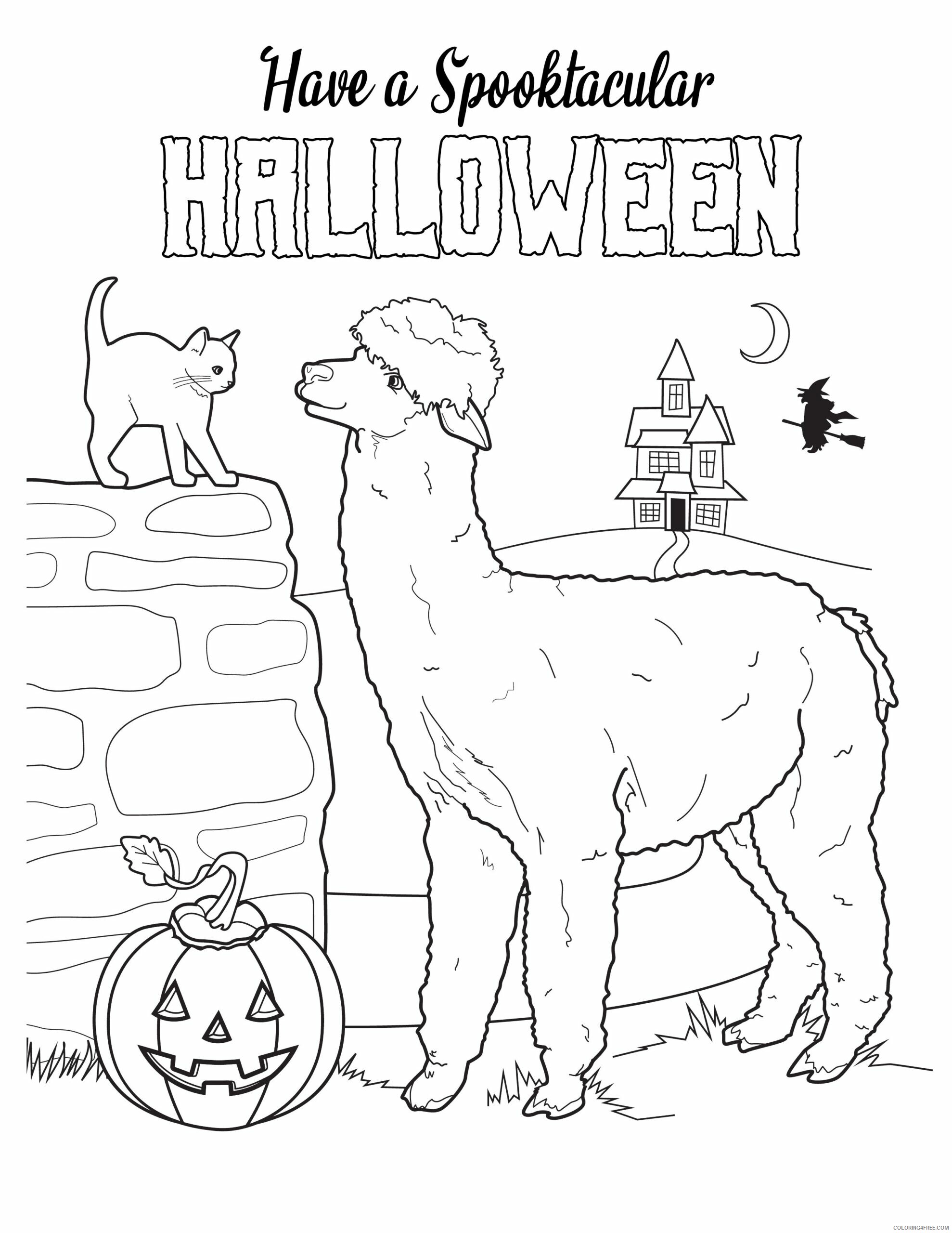 Alpaca Coloring Pages Printable Sheets NEW Downloadable Content Halloween 2021 a Coloring4free