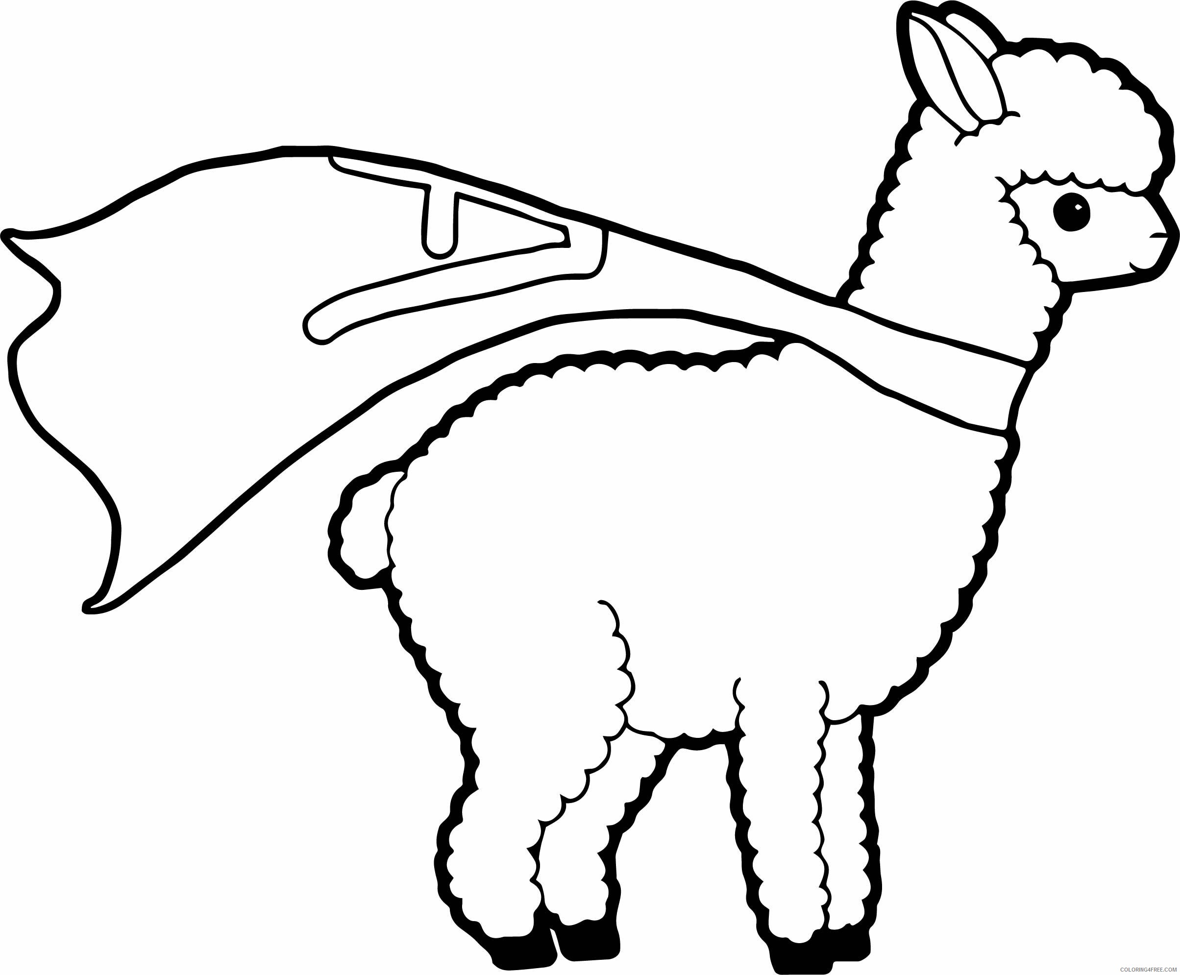 Alpaca Coloring Pages Printable Sheets Superman Alpaca Page 2021 a 4390 Coloring4free