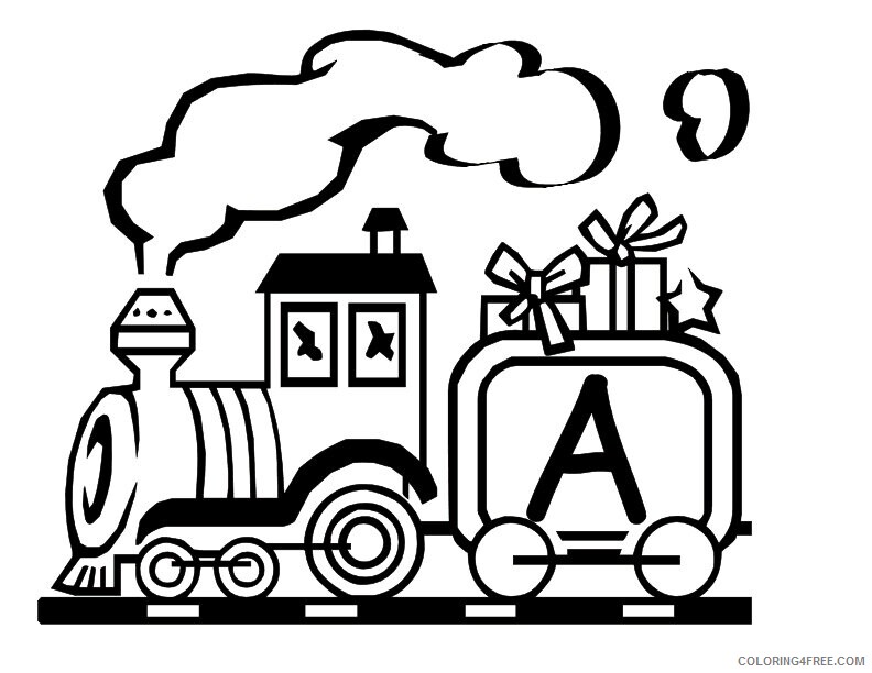 Alphabet A Printable Sheets Christmas Alphabet Toy Train Free 2021 a 4400 Coloring4free
