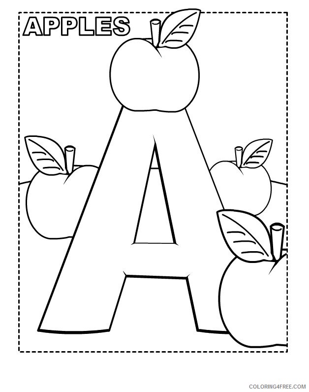 Alphabet Animal Coloring Pages Printable Sheets A is for Apples Free 2021 a 4406 Coloring4free