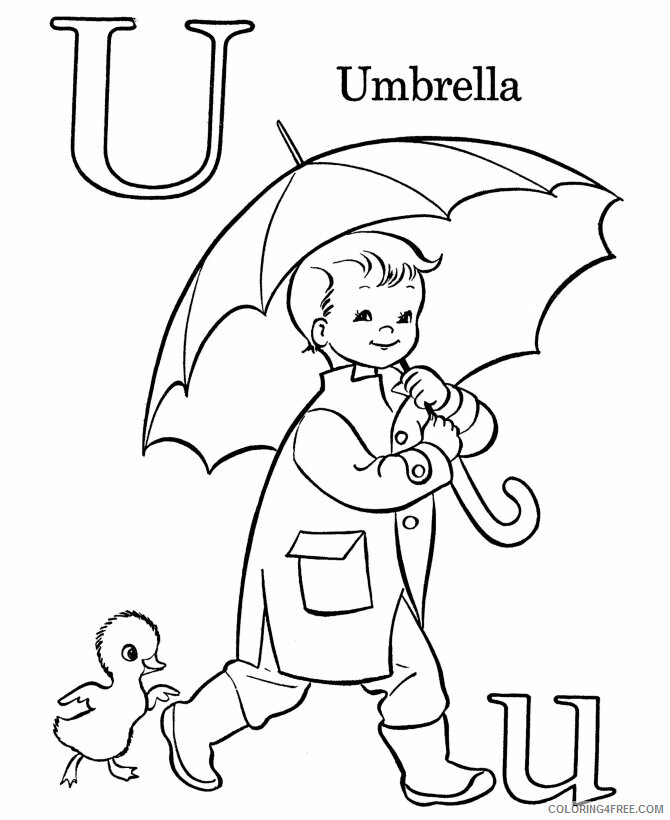 Alphabet Color Page Printable Sheets Alphabet Letter U Umbrella Coloring 2021 a 4440 Coloring4free