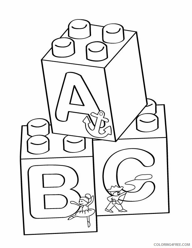 Alphabet Coloring Book Pages Printable Sheets Lego A B C blocks 2021 a 4532 Coloring4free