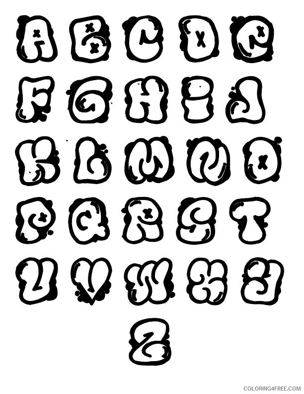 Alphabet Coloring Pages A Z Printable Sheets Alphabet Graffiti Alphabet Free 2021 a 4560 Coloring4free