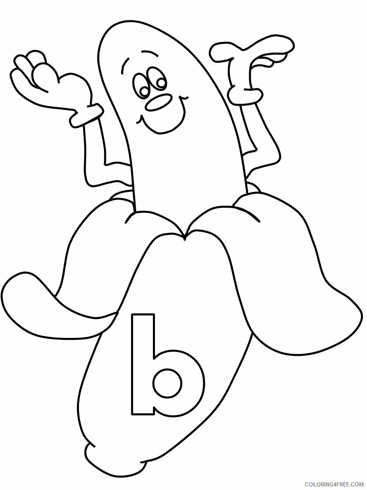 Alphabet Coloring Pages Free Printable Sheets Alphabet B Banana Pages 2021 a 4658 Coloring4free