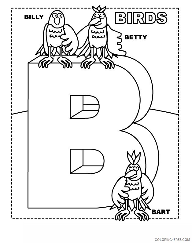Alphabet Coloring Pages for Kids Printable Sheets B is for Birds Free 2021 a 4594 Coloring4free