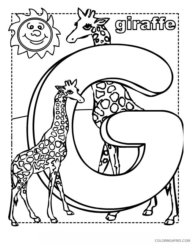 Alphabet Coloring Pages for Kids Printable Sheets G is for Giraffe Free 2021 a 4597 Coloring4free