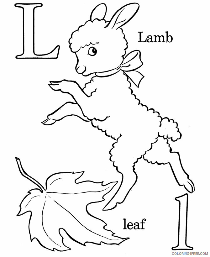 Alphabet Coloring Pages for Preschoolers Printable Sheets Letter L Lamb and Leaf 2021 a Coloring4free