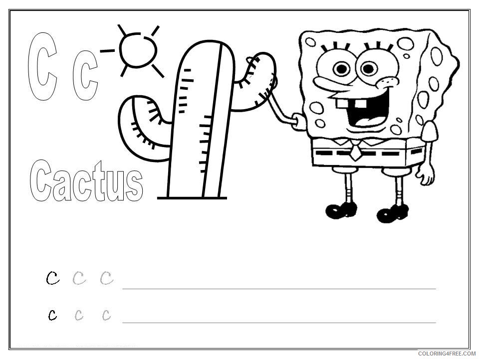 Alphabet Coloring Pages for Preschoolers Printable sponge bob alphabet Colouring 2021 a Coloring4free