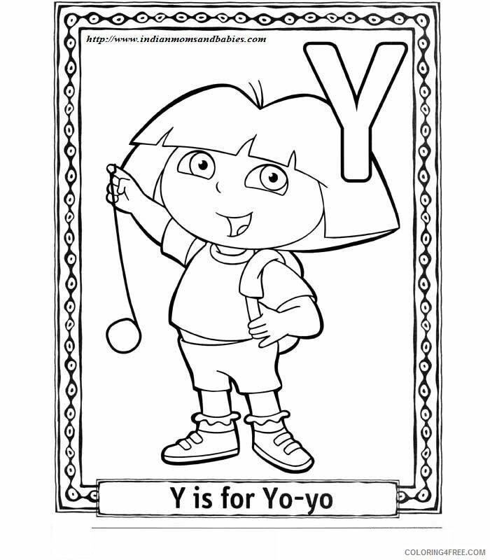 Alphabet Coloring Printable Sheets Dora Alphabet Cartoon 2021 a 4488 Coloring4free