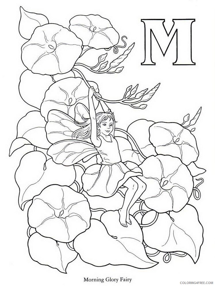 Alphabet Fairies Coloring Pages Printable Sheets Flower Fairy Alphabet Pages 2021 a 4867 Coloring4free