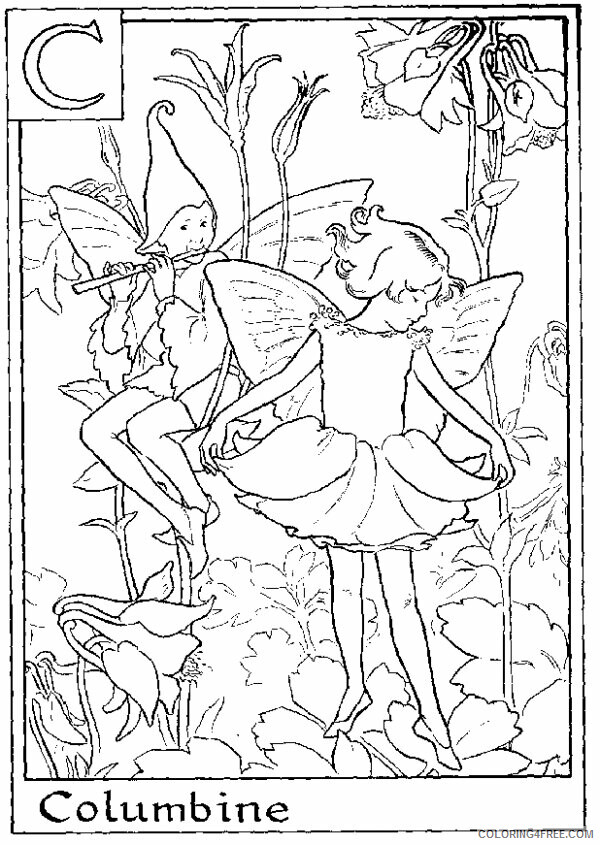 Alphabet Fairies Coloring Pages Printable Sheets Letter C For Columbine Flower 2021 a Coloring4free