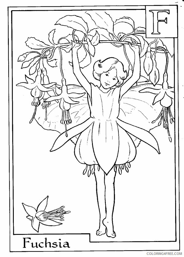Alphabet Fairies Coloring Pages Printable Sheets Letter F For Fuchsia Flower 2021 a 4874 Coloring4free