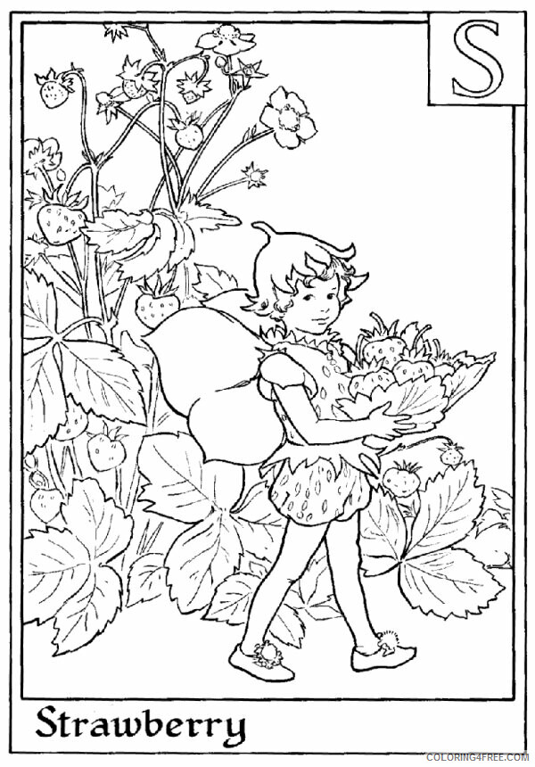 Alphabet Fairies Coloring Pages Printable Sheets Letter S For Strawberry Flower 2021 a 4881 Coloring4free