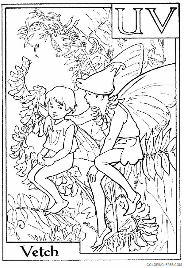 Alphabet Fairies Coloring Pages Printable Sheets Letter V For Vetch Flower 2021 a 4883 Coloring4free