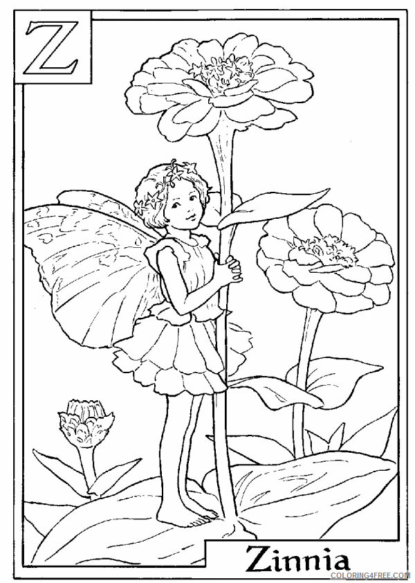 Alphabet Fairies Coloring Pages Printable Sheets Letter Z For Zinnia Flower 2021 a 4884 Coloring4free