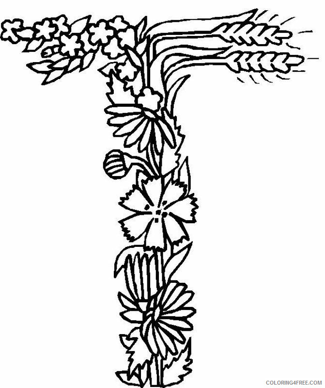 Alphabet Flowers Coloring Pages Printable Sheets 2021 a 4908 Coloring4free