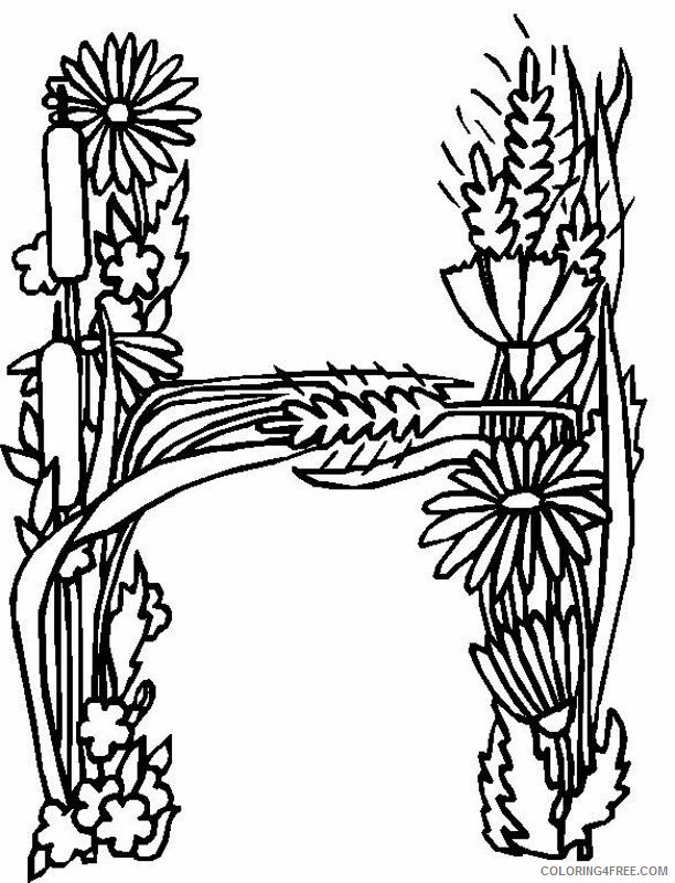 Alphabet Flowers Coloring Pages Printable Sheets Alphabet Flower H Pages 2021 a 4899 Coloring4free