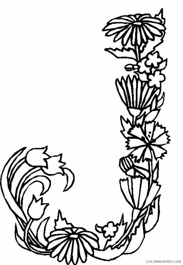 Alphabet Flowers Coloring Pages Printable Sheets Alphabet Flowers Letter J 2021 a 4901 Coloring4free