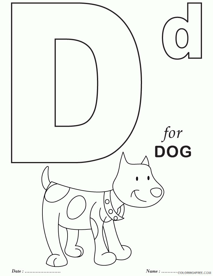 Alphabet to Color Printable Sheets Printables Alphabet D DOG Coloring 2021 a 5036 Coloring4free