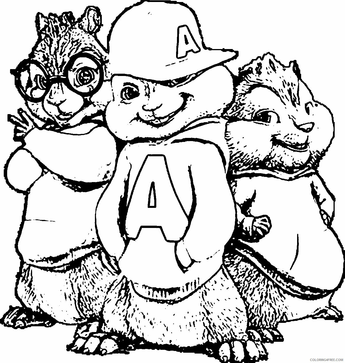 Alvin and Chipmunks Coloring Page Printable Sheets 2021 a 5076 Coloring4free