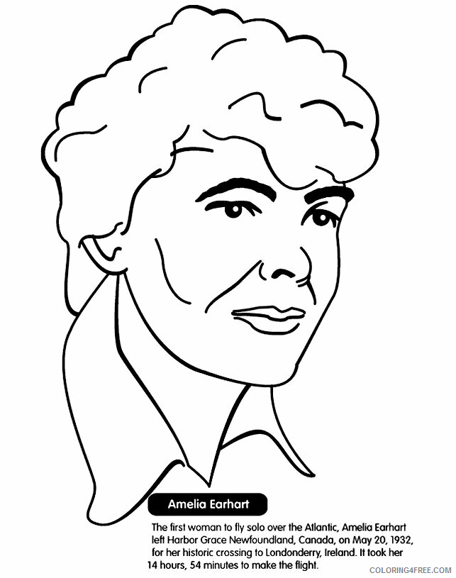 Amelia Earhart Coloring Pages Printable Sheets Pin by Homeschool on a 2021 a 5306 Coloring4free