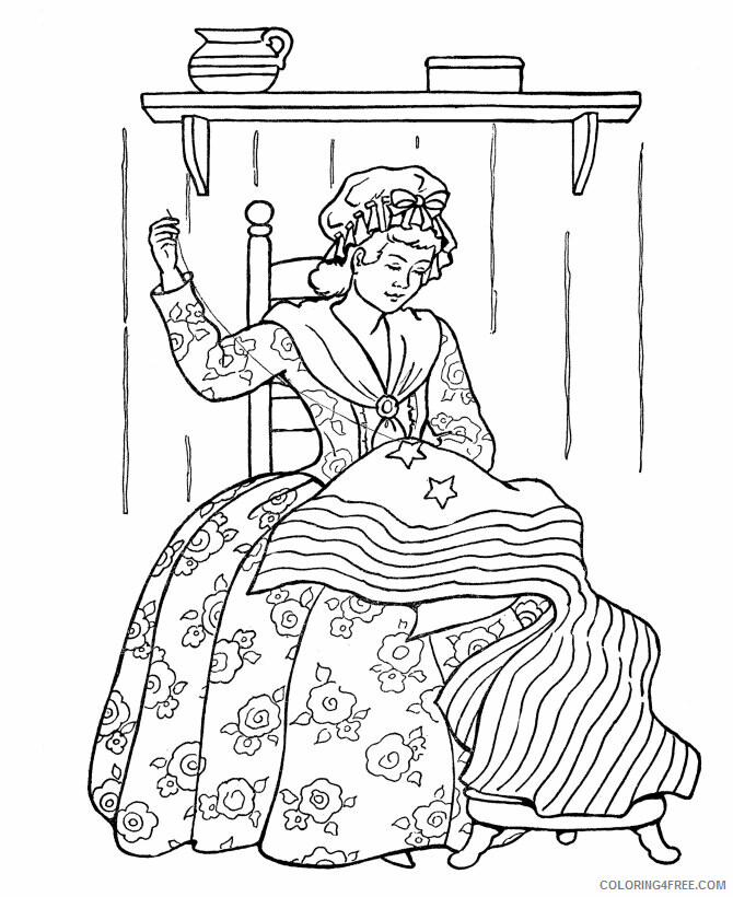 American Flag Coloring Pages Printable Sheets Betsy Ross Flag Pages 2021 a 5354 Coloring4free