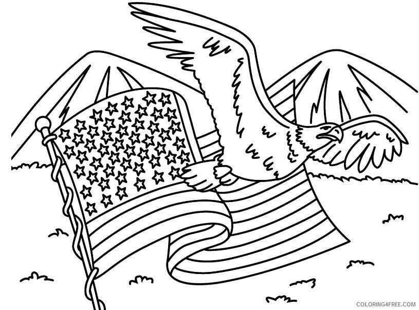 American Flag Coloring Pages Printable Sheets Happy Memorial Day Eagle and 2021 a 5363 Coloring4free