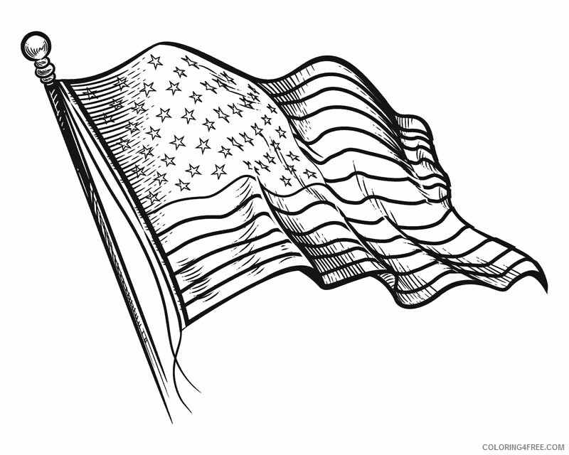 American Flag Coloring Printable Sheets Waving American Flag Free Printable 2021 a 5345 Coloring4free
