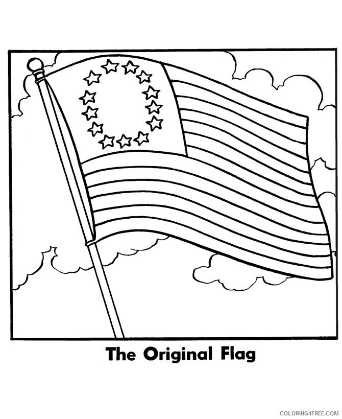 American Flag Outline Printable Sheets The first American flag coloring 2021 a 5383 Coloring4free