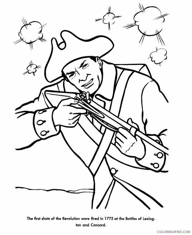 American Revolution Coloring Page Printable Sheets Revoltionary War First Shots 2021 a Coloring4free