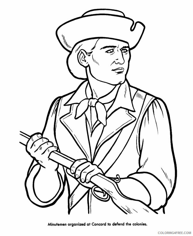 American Revolution Coloring Page Printable Sheets USA The Minutemen Coloring 2021 a Coloring4free