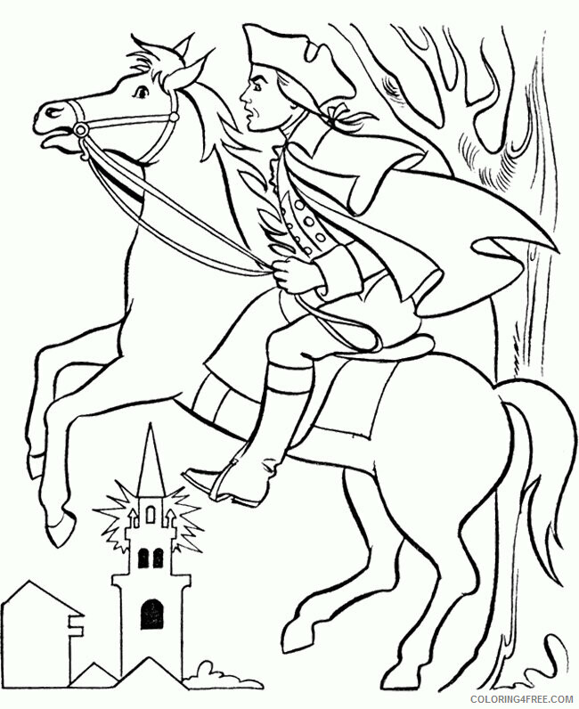 American Revolution Coloring Pages Printable Sheets Paul Revere With Horse jpg 2021 a 5524 Coloring4free