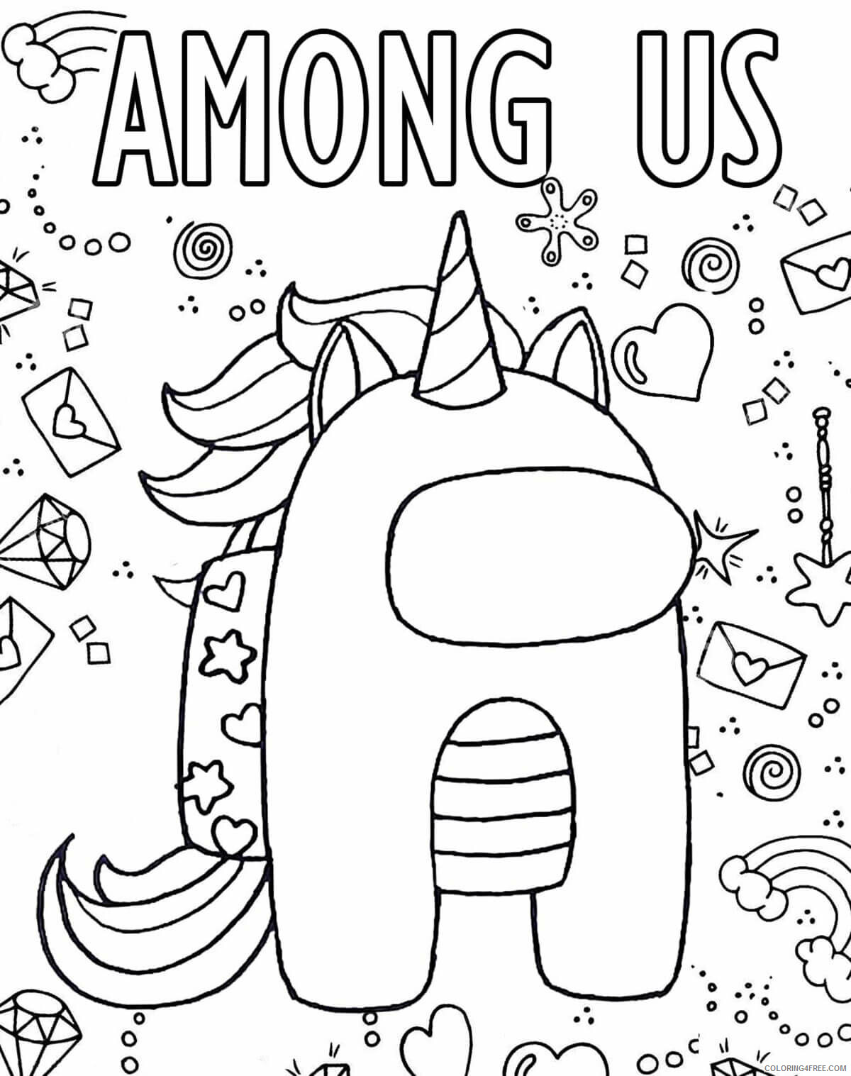 Among Us Coloring Pages Printable Sheets Among Us Unicorn Page 2021 a 5557 Coloring4free