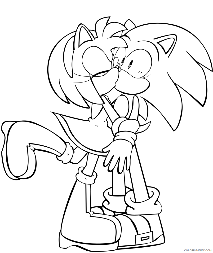 Amy Sonic Coloring Pages Printable Sheets Amy Rose Kissing Sonic Coloring 2021 a 5631 Coloring4free